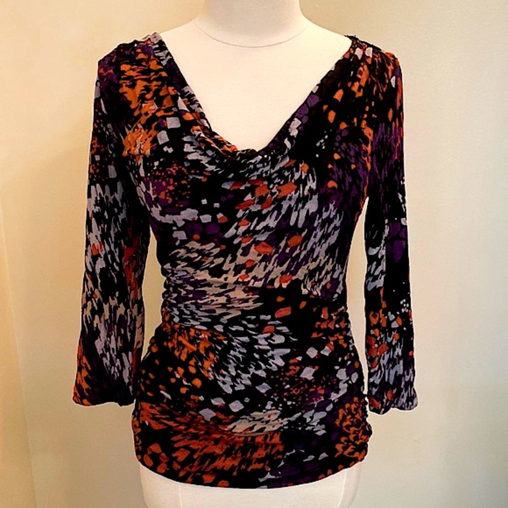 Classiques Entier Black Purple L Professional Chic Quiet Luxury Silk Blend Top
